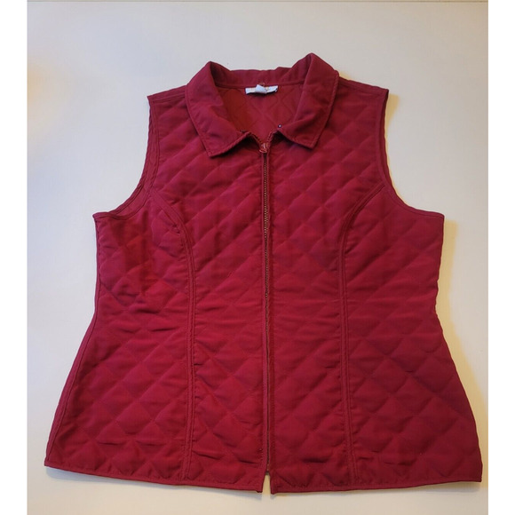 KIM ROGERS Signature Women's Red Full Zip Quilted Vest Size M - Picture 1 of 5